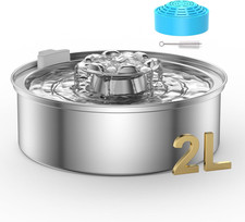 Cat Water Fountain,Stainless Steel 2.0L/67Oz Automatic Circulating Pet Water Fou