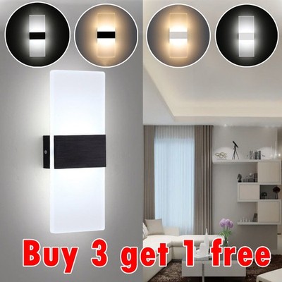 LED Modern Wall Lighting Up Down Cube Bedroom Sconce Lamp Fixture Light Indoor 