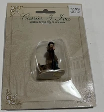 2000 Currier & Ives Museum New York Figurine - Man Walking Dog