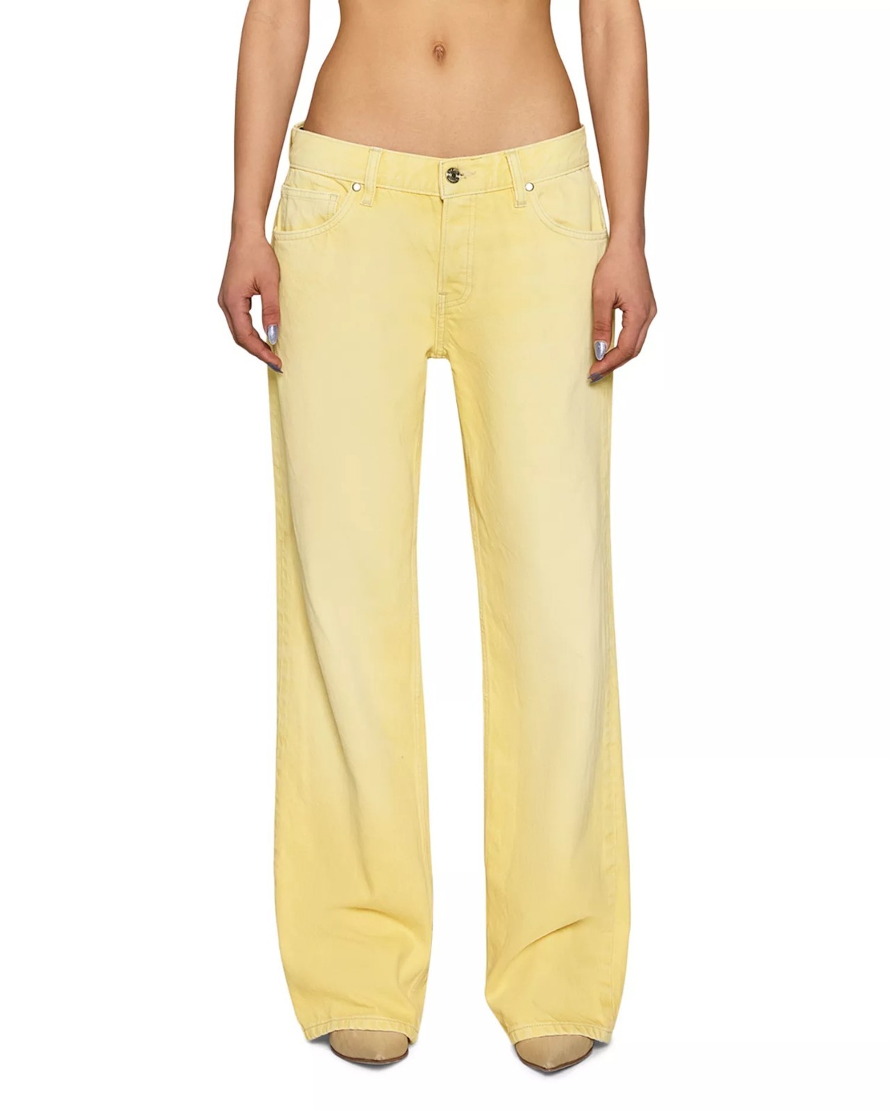 295$ Eb Denim Cropped Low Rise Baggy Jeans Pants Size 29 Yellow Butter
