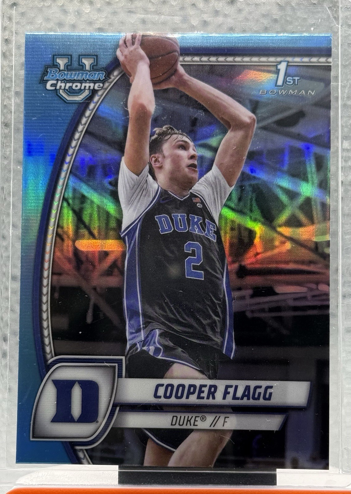 2024-25 Bowman Chrome University #16 Cooper Flagg 1st Sky Blue Refractor Duke