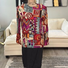 Jessica Howard Vintage Geometric Print Long Sleeve Knee-Length Dress
