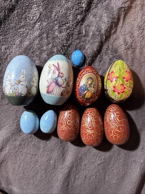 Lot of 10 Hand Painted Hand Made Easter Eggs READ DESCRIPTION