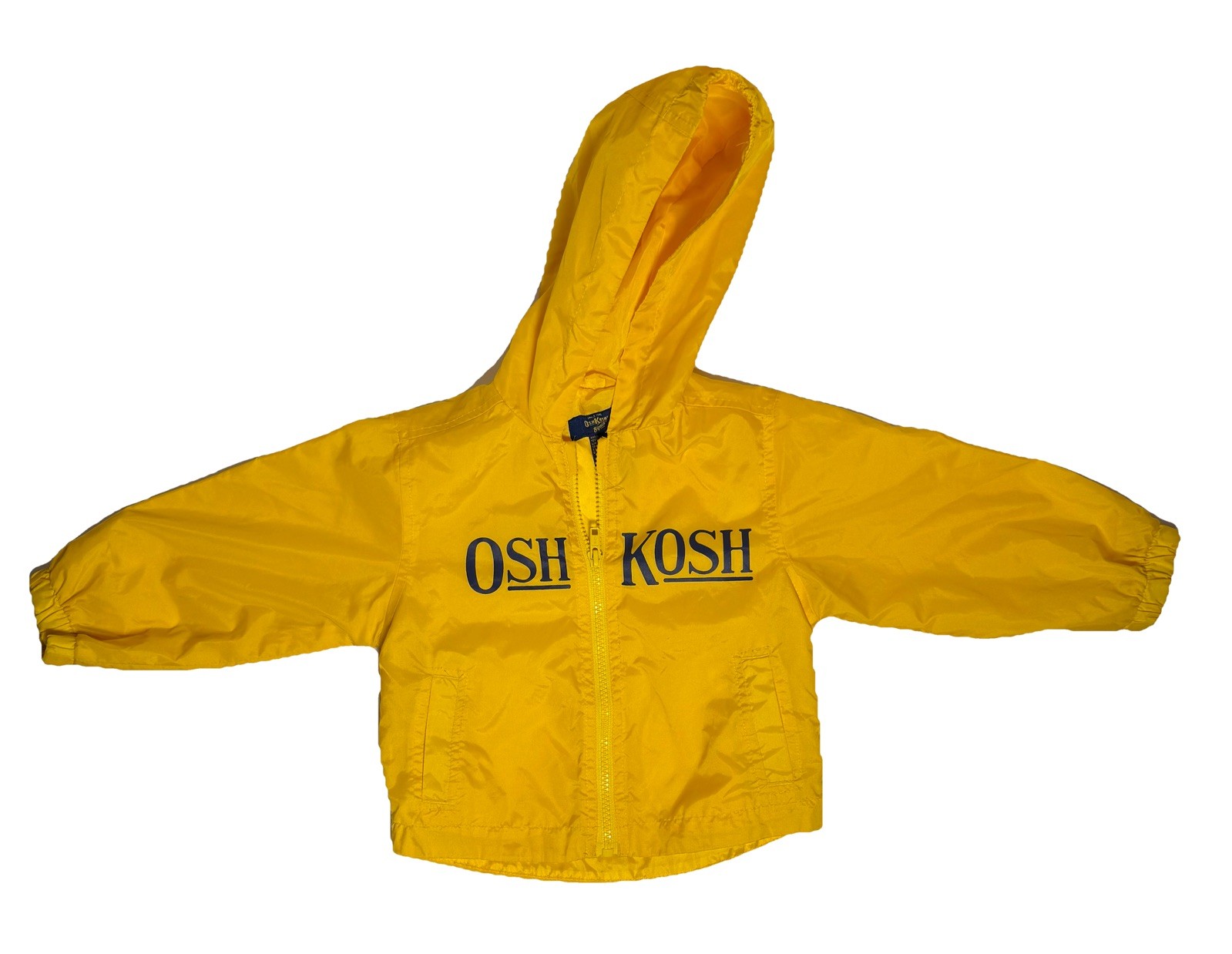 Vintage OshKosh B’gosh Yellow Hooded Windbreaker Jacket Toddler 2T - RARE 90’s image 3