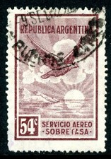 Argentina 1928 Airmail 54¢ Chocolate Scott #C12 VFU I822
