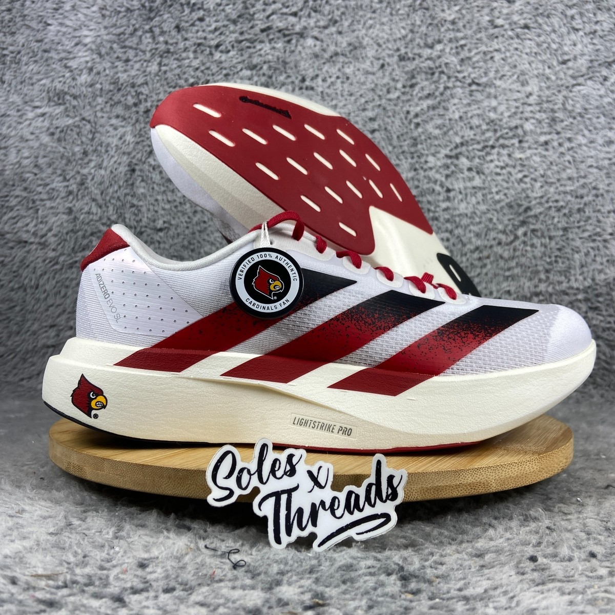 adidas Adizero EVO SL \'Louisville Cardinals\' Men Running Shoes White Red JQ4567 Built for the diehard Card, this  main image 4