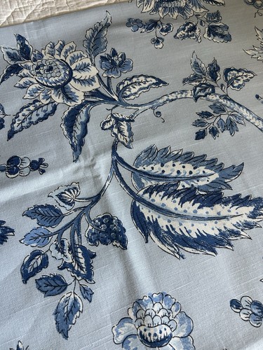 P. Kaufmann Mariner Blue On Blue Jacobean Floral Decorative Fabric 2+ Yards - Picture 8 of 10