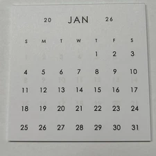 2026 MINI MONTHLY TEAR OFF CALENDAR PAD Square  2 3/4” X 2 3/4”BACK CARD STOCK