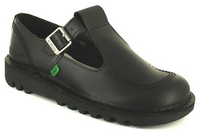 Kickers Damenschuhe Arbeit Schule aztekisches Leder Schnalle schwarz UK-Größe