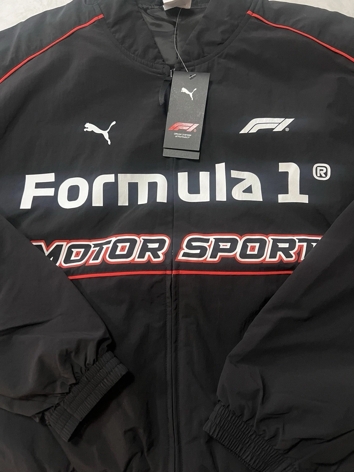 Large🔥Puma F1 Pilot Jacket Mens Formula 1 Bomber Full Zip Black 635353 01 - product detail image 1