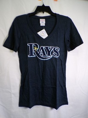 Women's Tampa Bay Rays V Neck T Shirt Medium Navy RAYS