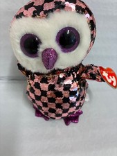 Ty Flippables💜Checks The Owl 7" New MWMT's