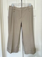 Classiques Entier Beige Linen Blend Dress Pants Cropped Trousers Tan Size 12 EUC