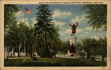 Grave Monument Francis Scott Key Frederick Maryland vintage postcard x904