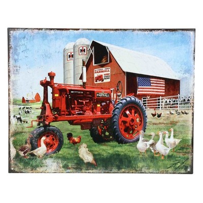 IH McCormick-Deering Farmall F-20 Barn Scene 16'' x 12.5'' Tin Sign DE-TIN2826