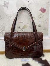 Genuine Crocodile Leather Vintage Handbag Brown Top Handle Bag