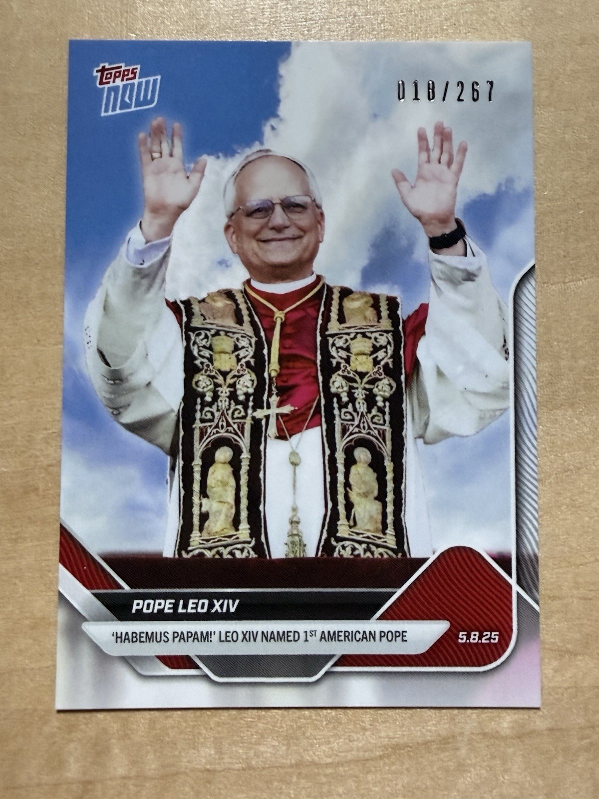 2025 Topps Now POPE-1SP VATICAN POPE LEO XIV SMOKE VARIATION 18/267