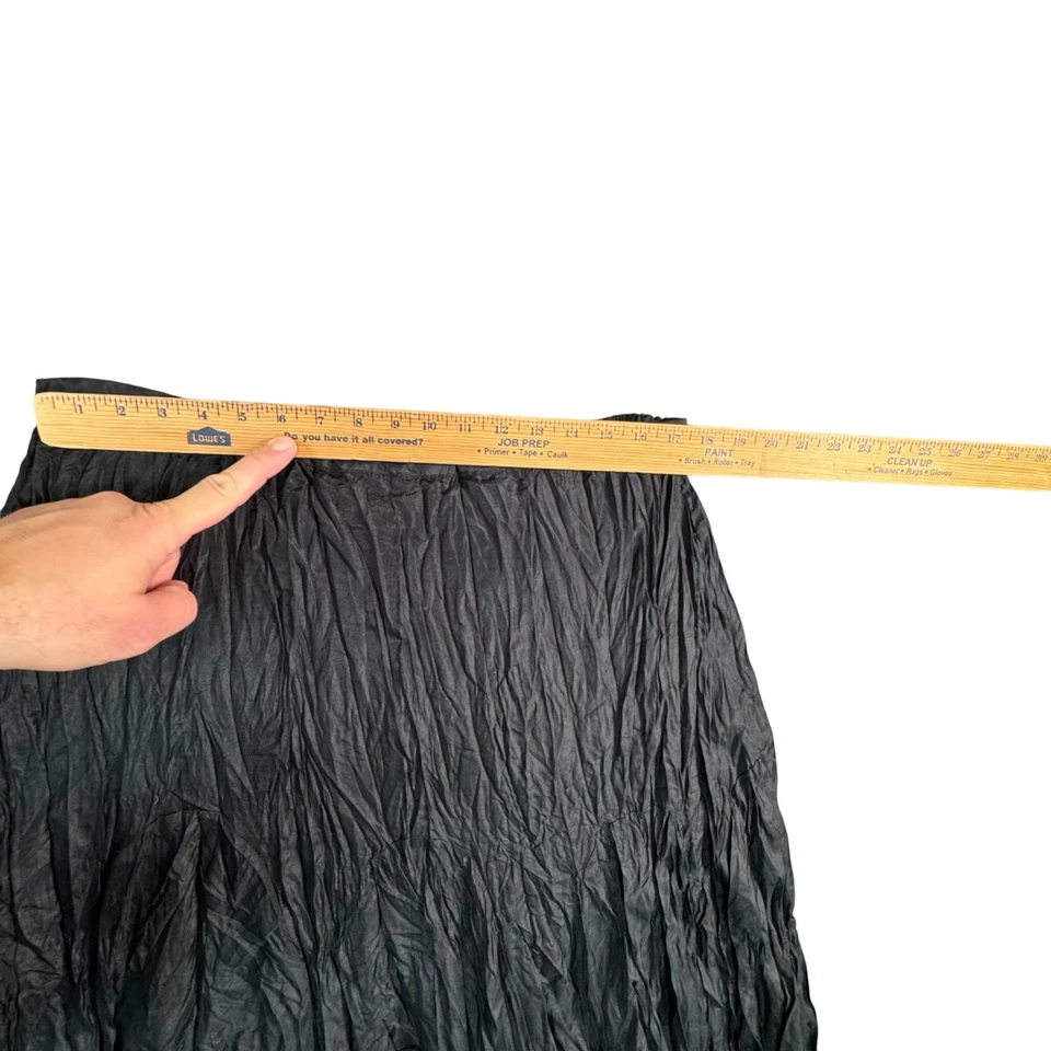 VTG Mirror Image Black Crinkle Pleated Midi Skirt Boho Artsy Eclectic Style XL - Image 4 of 4