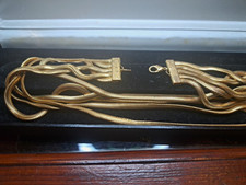 vintage 80s gold tone multi strand snake chain statement necklace  clasp 30cm