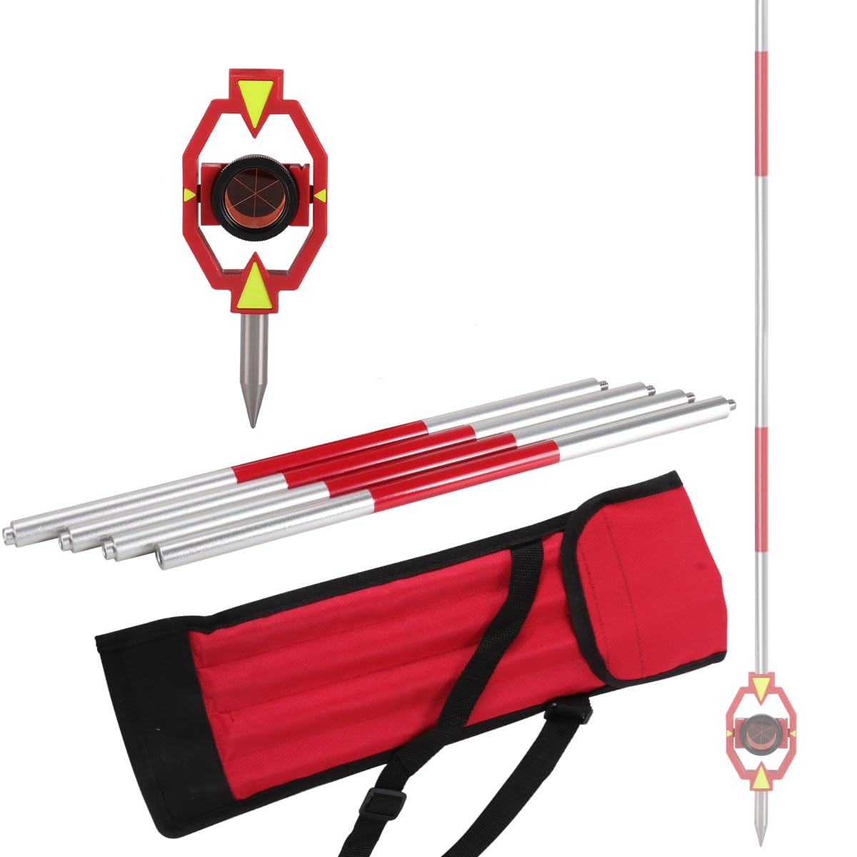 GMP111 Mini Surveying Prism with 4 Extendable Aluminum Poles, Copper-Coating ...