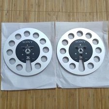 One Pair 7'' SONY Tape Reel Silver Aluminum for Reel to Reel Empty Take up Reel