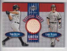 HELTON / WALKER 2001 UPPER DECK BASEBALL GAME USED BALL RELIC CARD #OI-HW