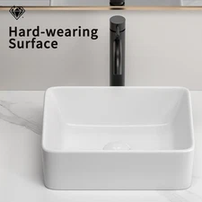 White Vessel Sink Rectangle 19 Inch Rectangular Bathroom Sink