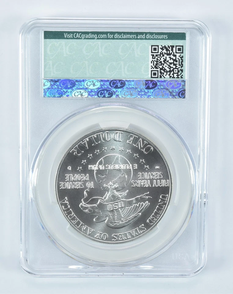 1991-D USO Commemorative Silver Dollar MS69 CAC CACg *2715 - Image 2 of 4