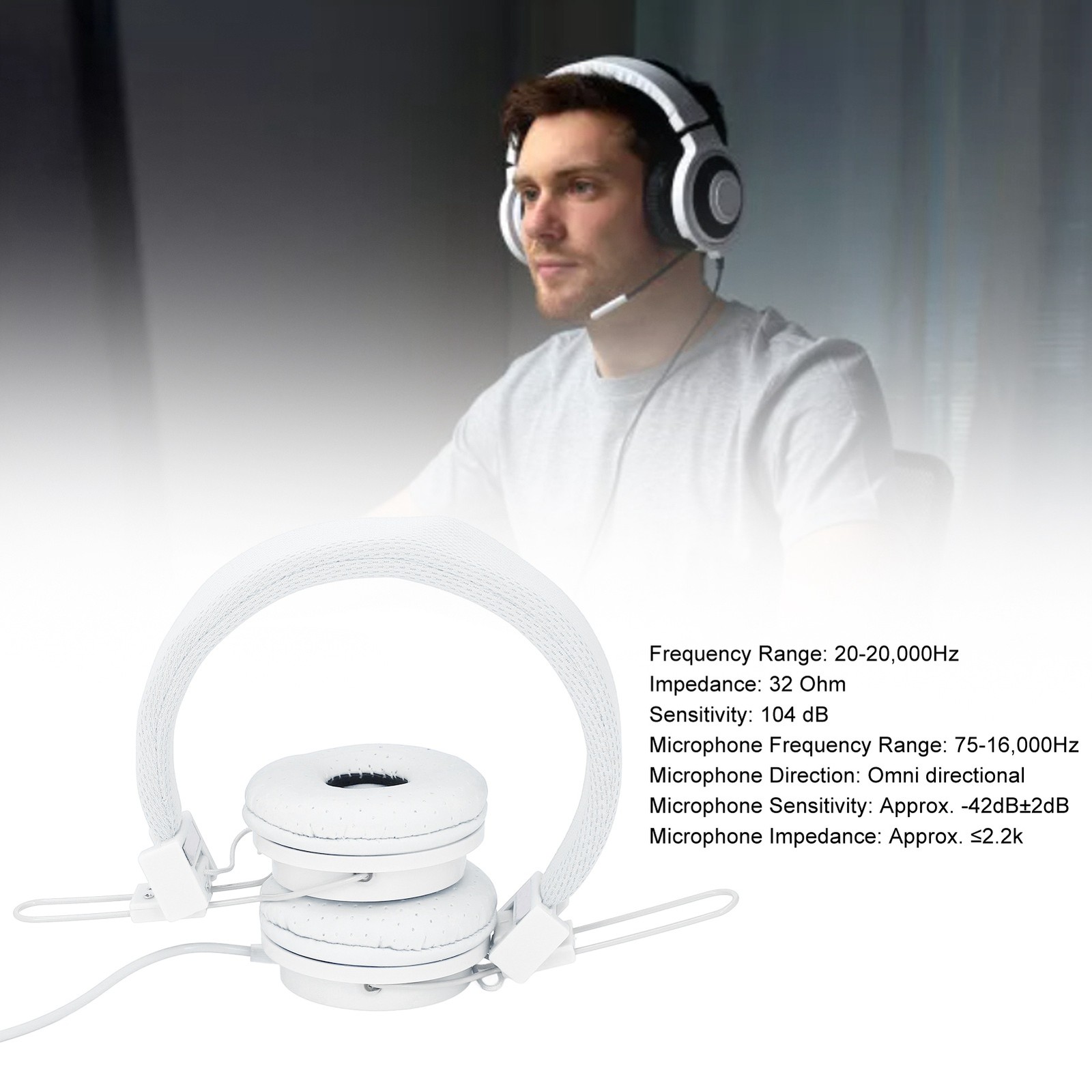Headphone With Microphone Adjustable Headband Foldable Headset With Microphone.