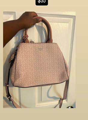 GUESS Pink Logo Satchel Top Handle Bag Detachable Adjustable Crossbody Strap