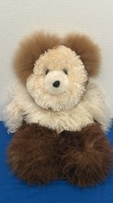 Genuine Alpaca fur Teddy Bear Plush White brown Super Soft 12