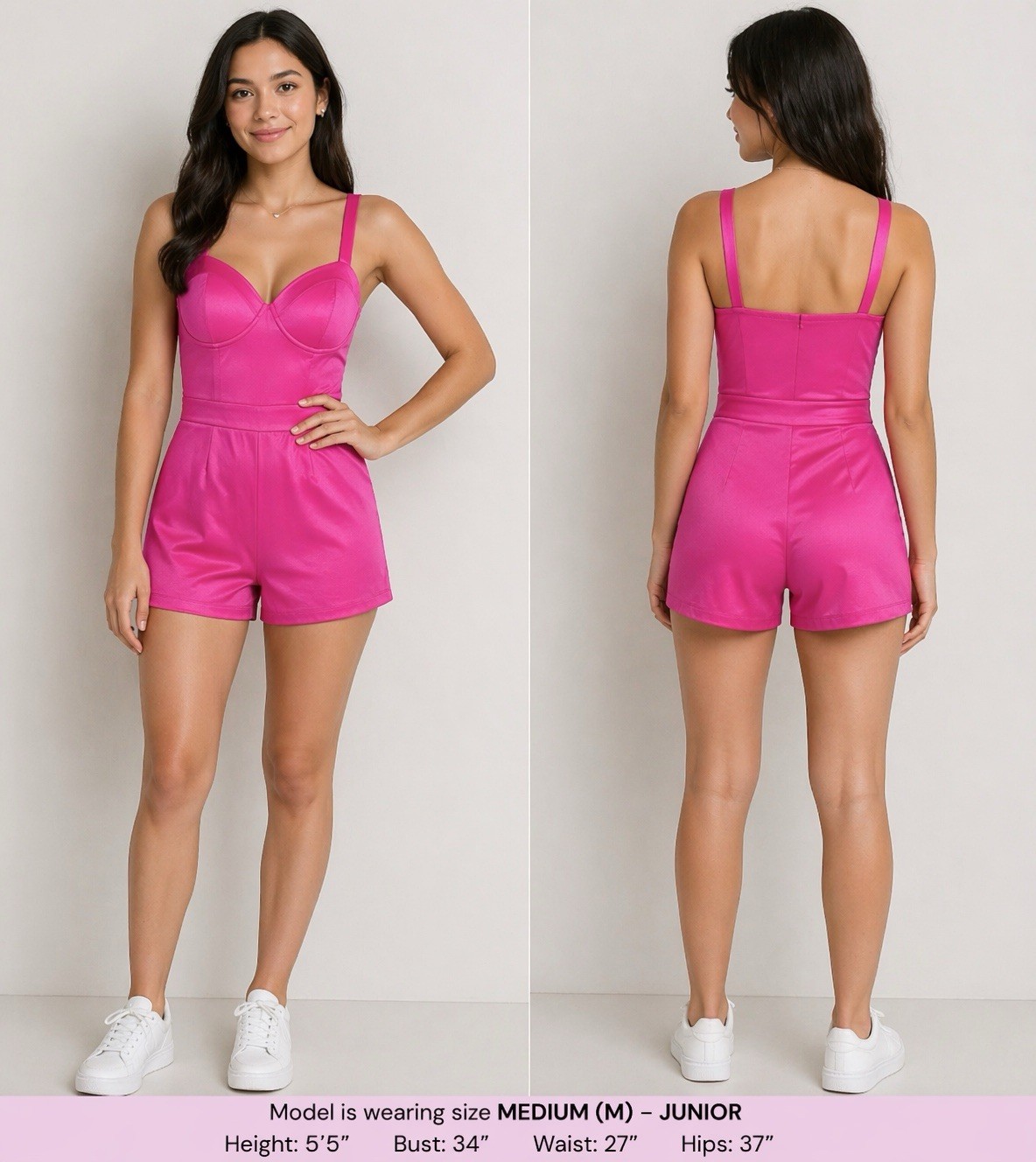 Pink Romper Women Junior Medium Sleeveless Bustier Shorts Jumpsuit NWOT-image
