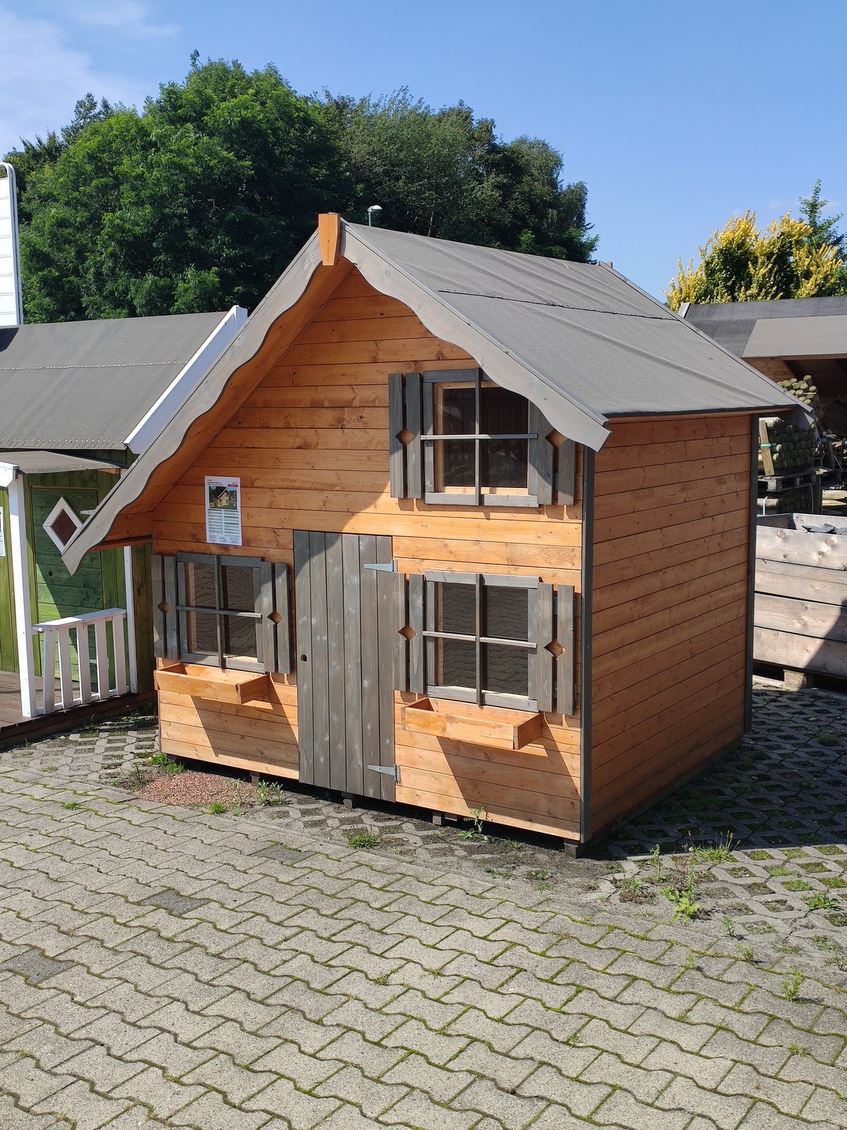 Spielhaus Garten TOM Kinderspielhaus aus Holz mit Zwischenboden 220 x 180 cm