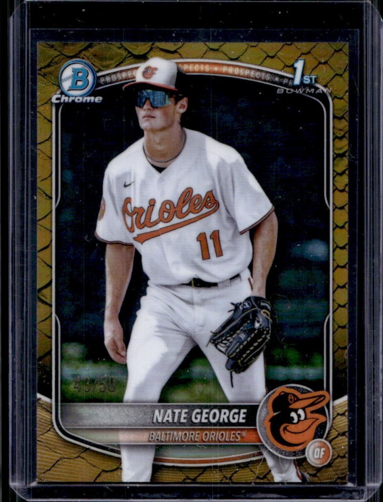 2025 Bowman Chrome Nate George Reptilian Gold Refractor 1st #/50 Orioles