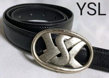 Yves Saint Laurent Ysl Men Regular Rive Gauche Logo Buckle Belt Black 78 88Cm Li