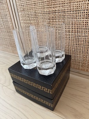 Set of 4 Rosenthal Versace Medusa Lumiere Crystal Aperitif Glasses 6oz w 2 Boxes