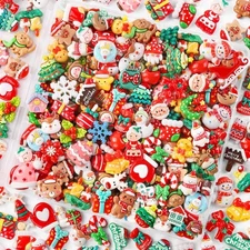 Vellibring 120PC Christmas Resin Flatback Slime Charms, 60 Styles Bulk Craft DIY
