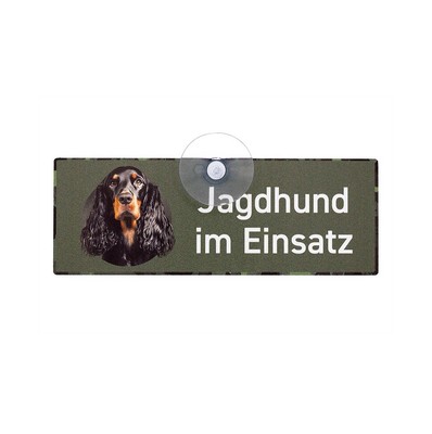 JAGDHUND IM EINSATZ ''GORDON SETTER'' Hundeschild Hunde Autoschild Saugnapfschild