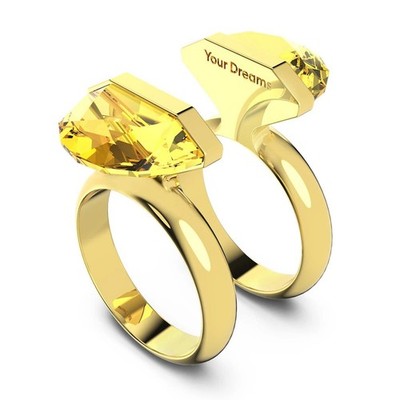 NIB AUTHENTIC SWAROVSKI Lucent Ring, Magnetic, Yellow, Gold-Tone