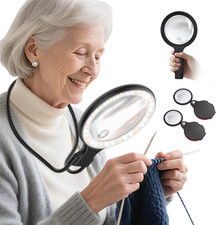 Neck Wear Magnifying Glass Light Close Work 5.5" 5X Handheld Lighted Magnifier