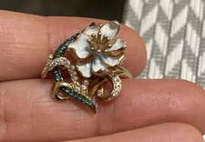 925 Sterling Silver Gold Plated Cz Flower Ring Size 7.