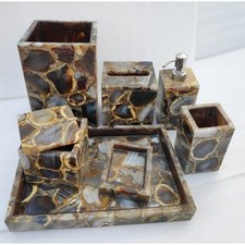 Set of 7 Pcs Wild Agate Luxury Stone Bathroom Accessories Set for Bathroom Decor