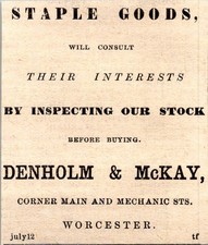 Denholm & McKay Staple Goods 1871 Worcester M...