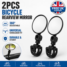 2 x MTB Mountain Bike Handle Bar 360 Rotatable Convex Bicycle Rear-view Mirror