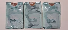 3 Pair Vtg Silkies Sheer ReNu Pantyhose # 2019 Large Nude 