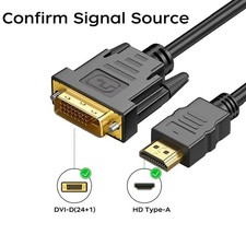New HDMI to DVI-D 24 1 Pin Monitor Display Adapter Cable Male/Male HD HDTV 6 FT