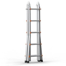 Telescoping Ladder A Frame, 17 FT Compact Aluminum Extension Ladder, Multi-Funct
