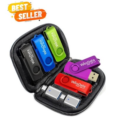 5-Pack 64GB USB Flash Drives with USB C Adapters for Ultimate Data Management