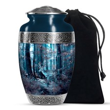 Blue Forest Deer Cremation Urn for Human Ashes Adult Male  Female, 10 Inch 