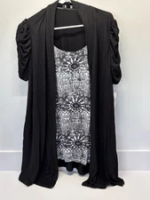 AB Studio NWT Black Shirt Sleeve 2fer Story Layered Shirt XL